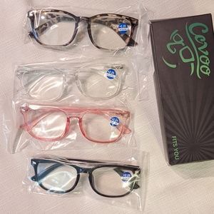 New In Box set of 4 blue light blocking reading glasses 2.25 mag